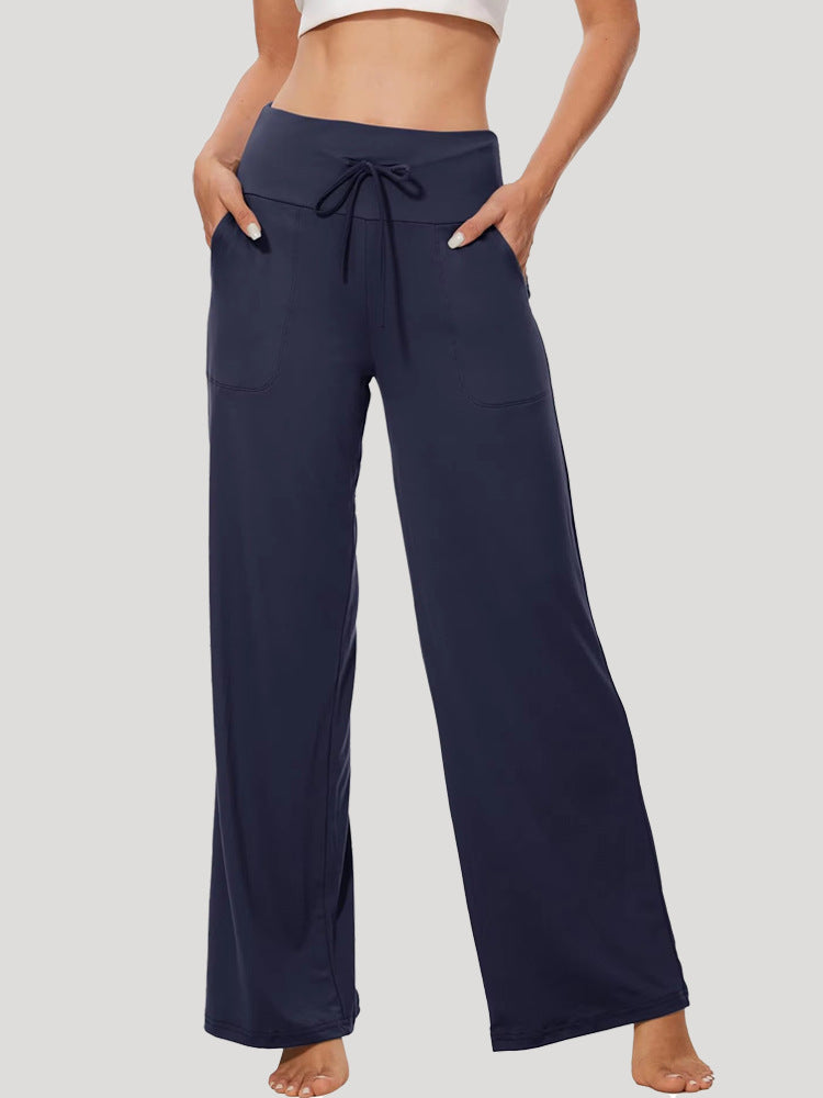 Women's Comfortable Wide-Leg Casual Pants with Drawstring