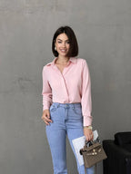 Elegant Women's Shirt Blouse with Luxurious Sheen