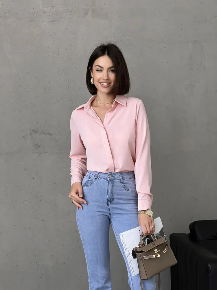 Elegant Women's Shirt Blouse with Luxurious Sheen
