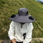 Air-Cooled Sun Hat with Removable USB Fans and Neck Protection