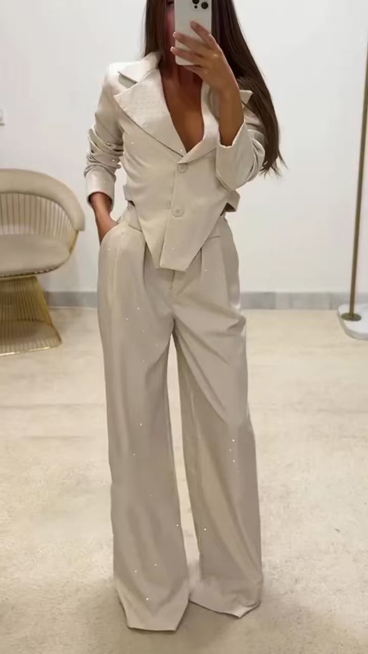 Women's Blazer and Wide-Leg Trouser Set