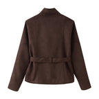 Elegant Oversized Bomber Jacket with Waist Belt