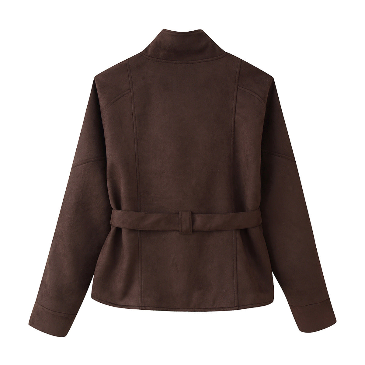 Elegant Oversized Bomber Jacket with Waist Belt