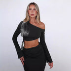 Elegant Twinset with Crop Top and Long Skirt