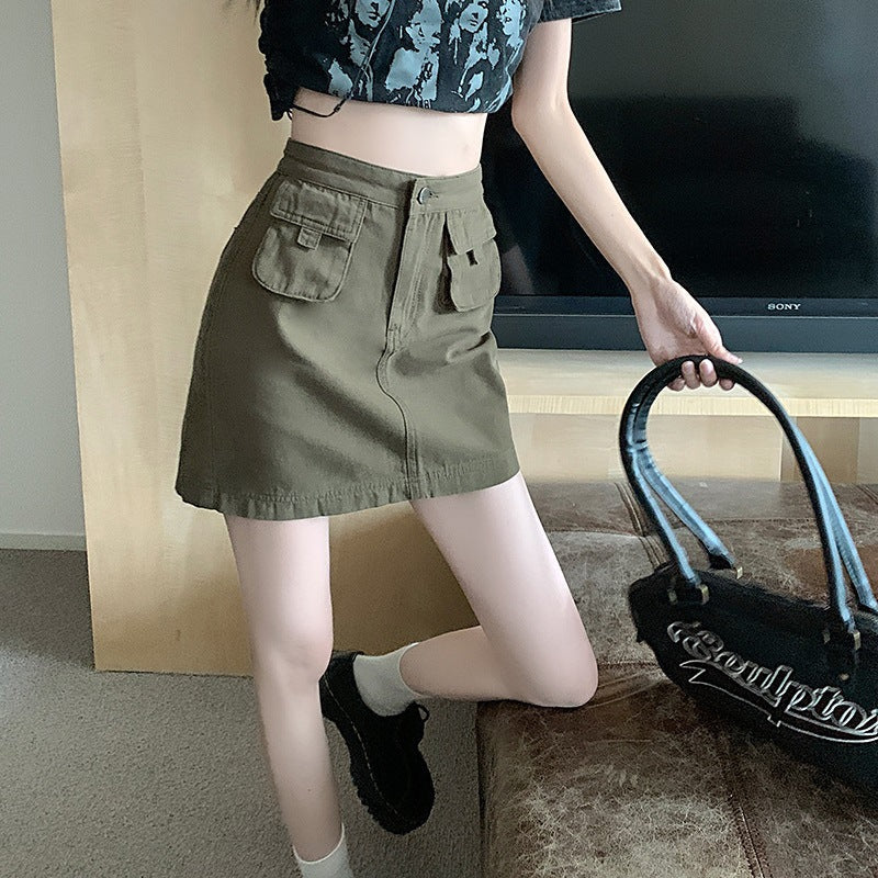 Women's Utility-Style Cargo Skirt with Pockets