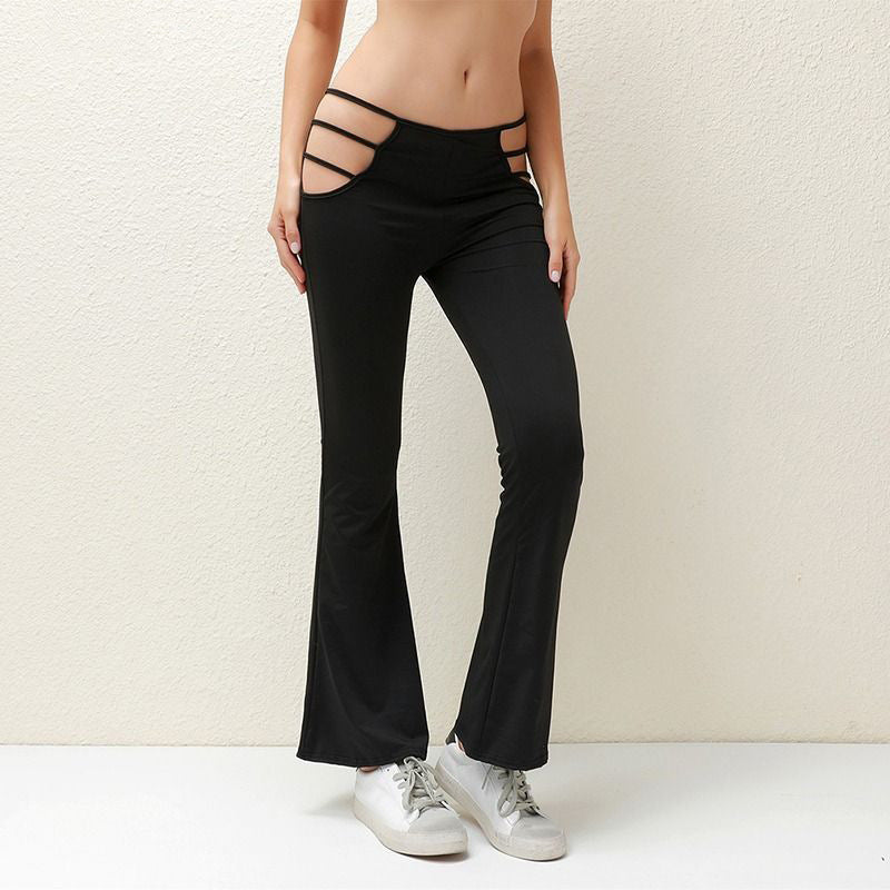 Women's Flared Leggings with Cut-Out Design