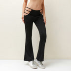 Women's Flared Leggings with Cut-Out Design
