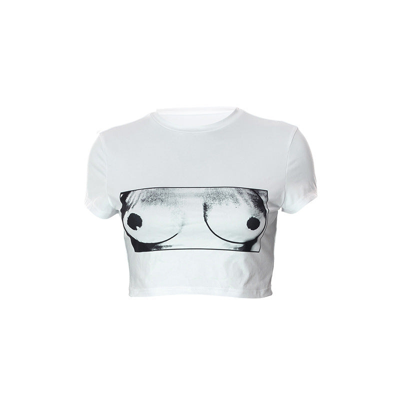 Women's Crop T-Shirt with Artistic Graphic Print