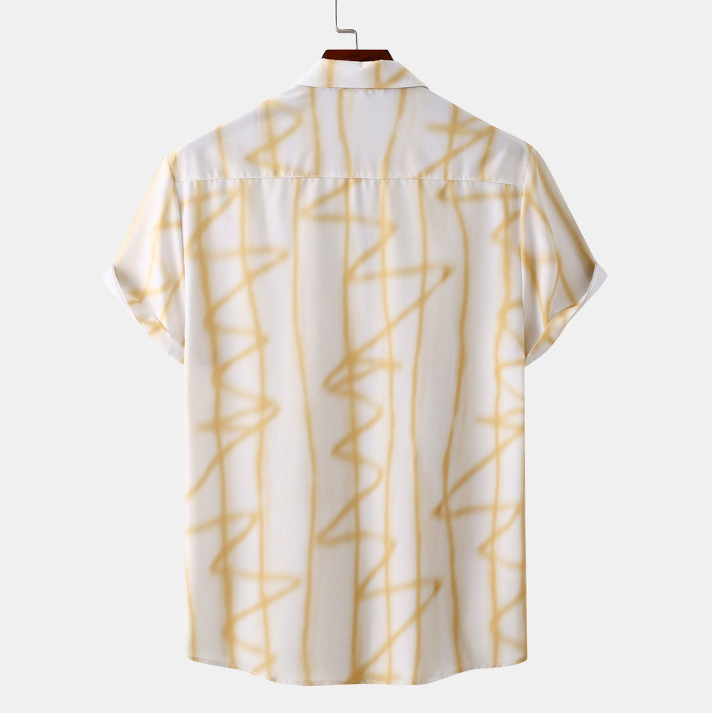 Women's Short-Sleeve Blouse with Modern Abstract Print