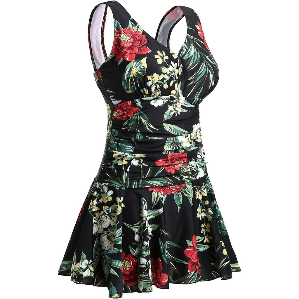 Women's Ruffled Swimsuit with Cherry Print