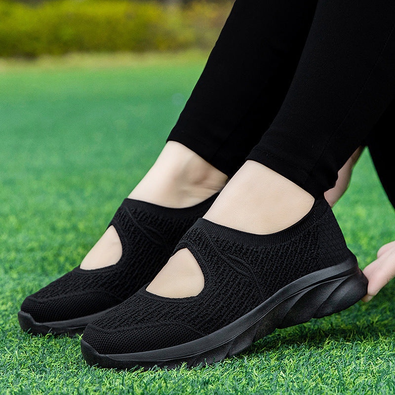 Breathable Women's Slip-On Sneakers with Elastic Upper and Cushioned Sole