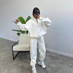 Women's Casual Two-Piece Set with Oversized Hoodie and Joggers