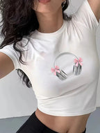 Women's Skull Print Crop T-Shirt