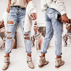 Women's Boyfriend Jeans with Destroyed Details