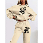 Women's Casual Hoodie and Jogging Pants Set with Inspiring Lettering