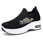 Women's Athletic Sneakers with Floral Design and Adjustable Platform Sole