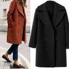 Women's Elegant Double-Breasted Coat with Modern Lapel