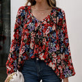 Women's Blouse with Floral Patterns and Airy Sleeves