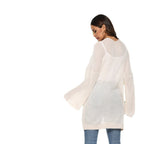 Long Knit Cardigan with Casual Cut and Wide Sleeves