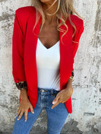 Elegant Blazer with Animal Print on Sleeves