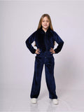 Women's Comfortable Velvet Suit with High-Neck Zipper