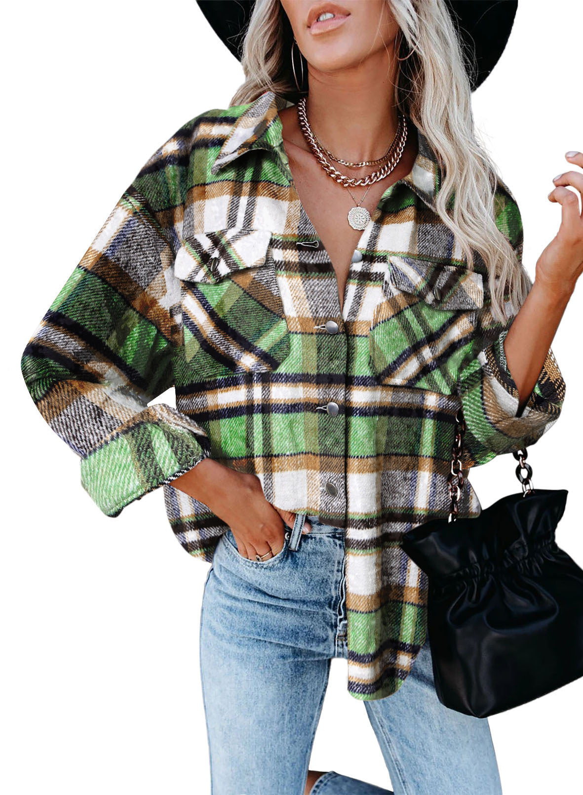 Women's Plaid Flannel Shirt with Pockets