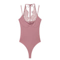 Women's Bodysuit with Delicate Lace Insert and Adjustable Straps