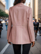 Women's Elegant Blazer with Honeycomb Texture and Tailored Cut