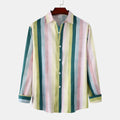 Women's Long-Sleeve Shirt with Colorful Stripe Pattern and Modern Cut