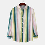 Women's Long-Sleeve Shirt with Colorful Stripe Pattern and Modern Cut