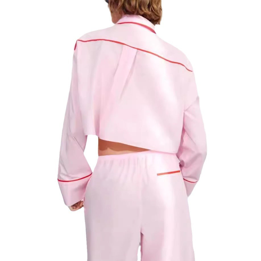 Women's Two-Piece Set with Crop Top and Wide Trousers
