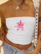 Women's Bandeau Top with Bold Statement Print