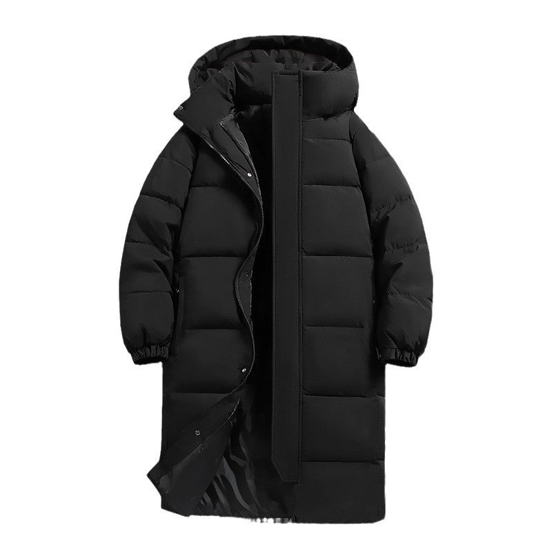 Women's Long Down Jacket with High Collar and Windproof Features