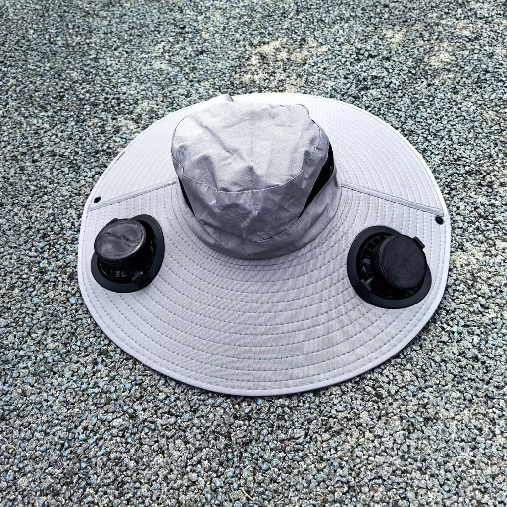 Air-Cooled Sun Hat with Removable USB Fans and Neck Protection