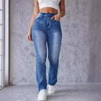 Women's Bootcut Jeans with High Waistband and Stretch