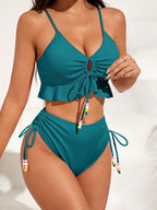 Women's Swimsuit with Ruffle Details and Adjustable Straps