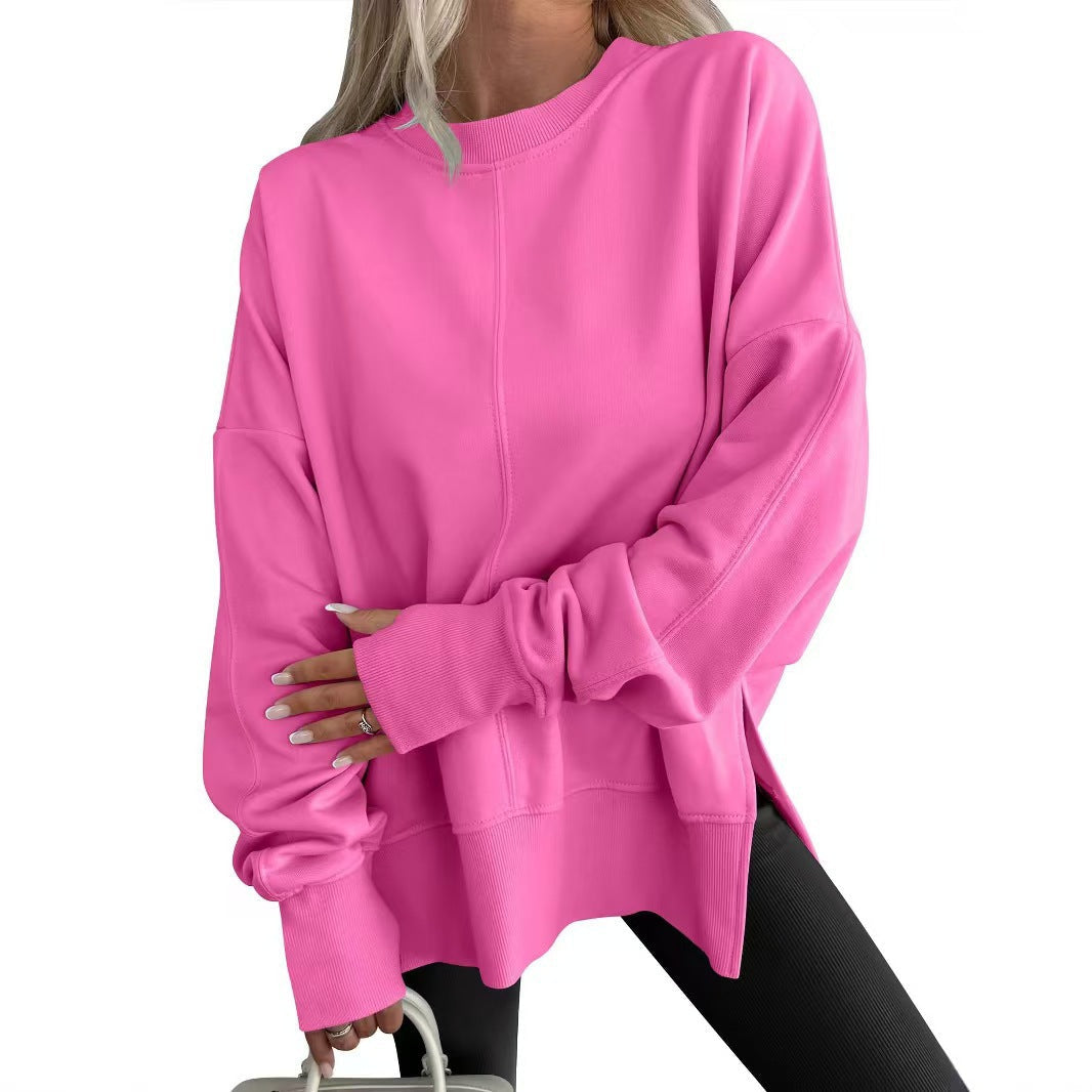 Women's Comfortable Long-Sleeve Sweater with Side Slits