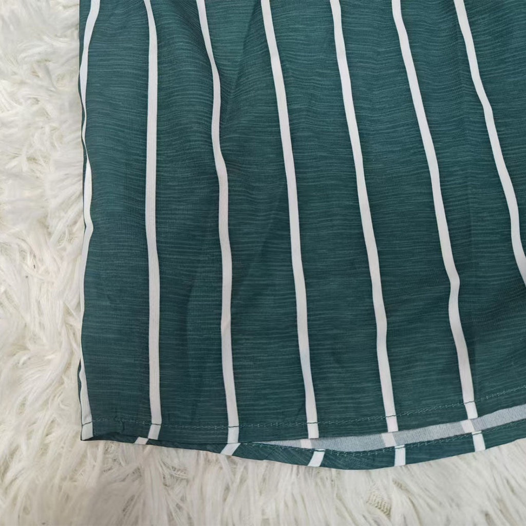 Casual Women's Shirt Blouse with Vertical Stripes and Chest Pocket