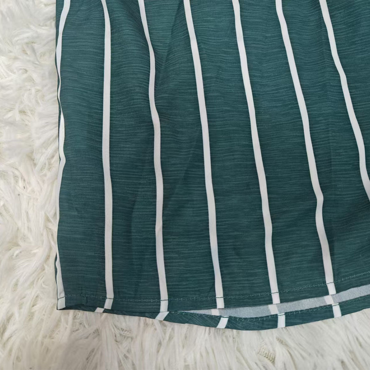 Casual Women's Shirt Blouse with Vertical Stripes and Chest Pocket