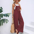 Women's Casual Wide-Leg Jumpsuit with Fashionable Straps