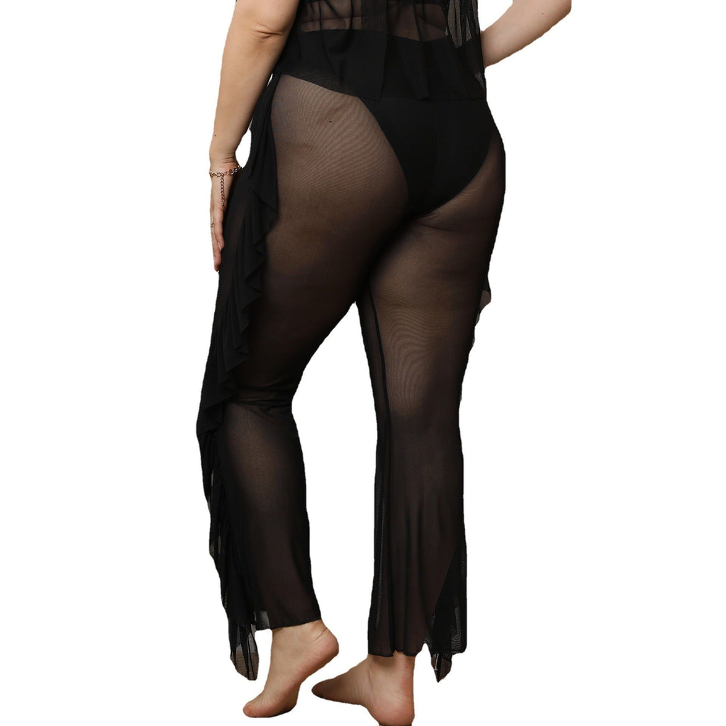 Women's Elegant and Airy Beach Pants with Ruffle Details