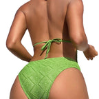 Women's Swimsuit with Deep V-Neck and Sophisticated Lace-Up Design