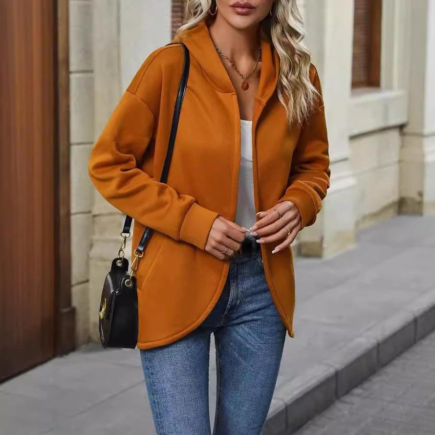 Women's Cozy Hooded Coat with Casual Cut and Soft Material