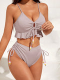 Women's Swimsuit with Ruffle Details and Adjustable Straps
