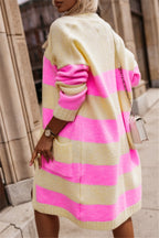 Women's Casual Striped Knit Coat