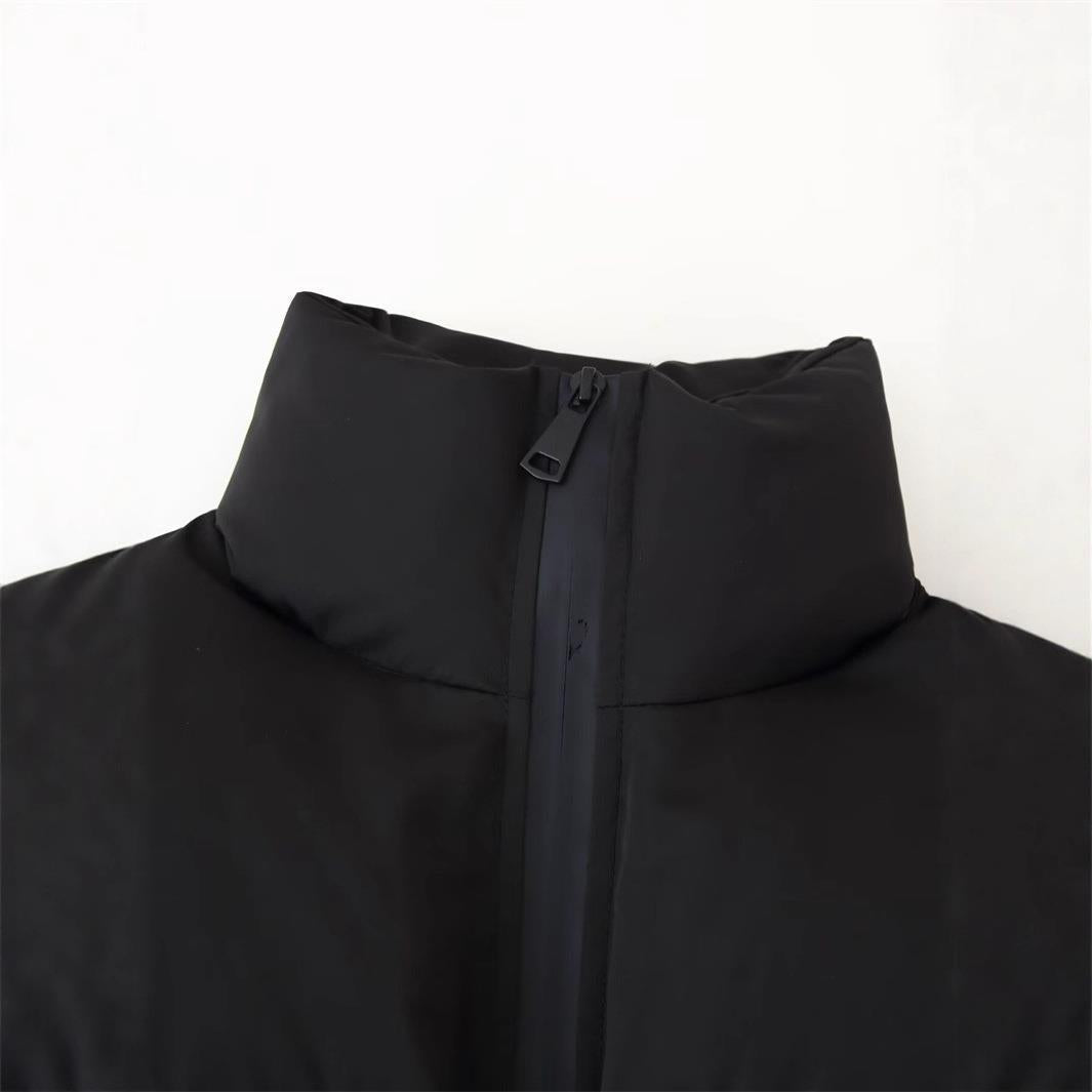 Women's Cropped Quilted Jacket with High Collar