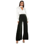 Women's Elegant High-Waisted Wide-Leg Velvet Pants