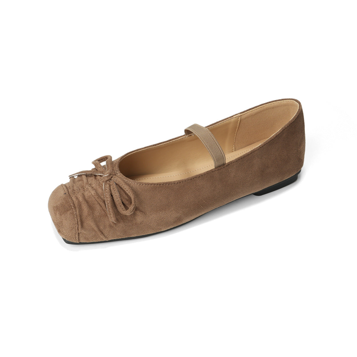 Women's Ballet Flats with Decorative Strap and Comfortable Pleated Design
