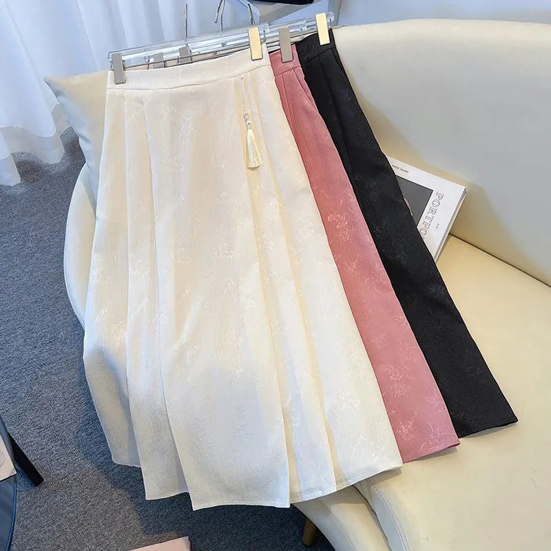 Women's Elegant Midi Skirt with Textured Fabric