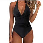 Women's Swimsuit with Refined Wrap Design and Floral Pattern